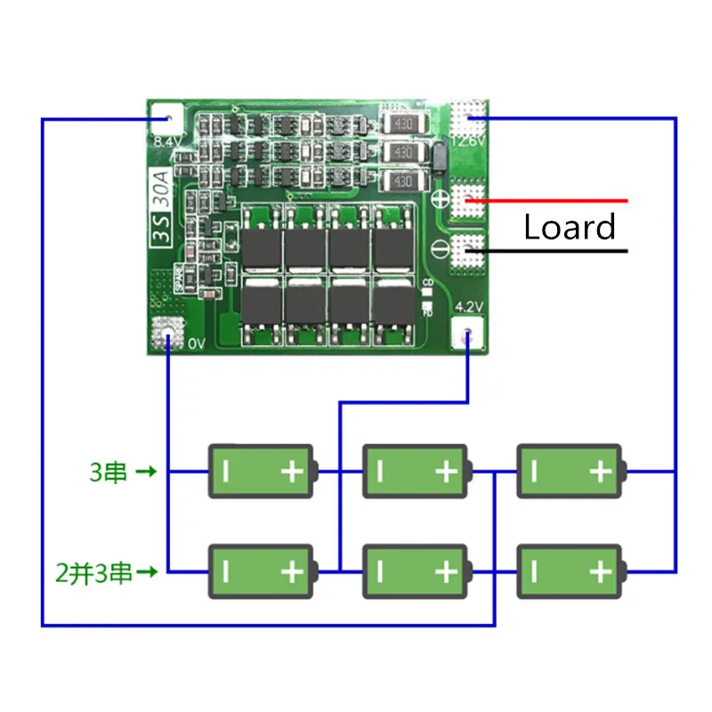 

3S 30A BMS Board Balance current 11.1V 12.6V 18650 Lithium Battery Protection Board with equalization Drive drill 30A current