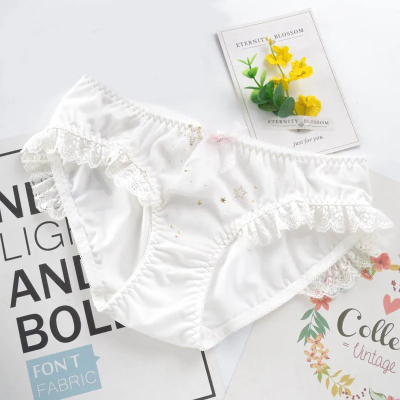 Трусики женские шелковые с заниженной талией кружевные бантом | Женская одежда