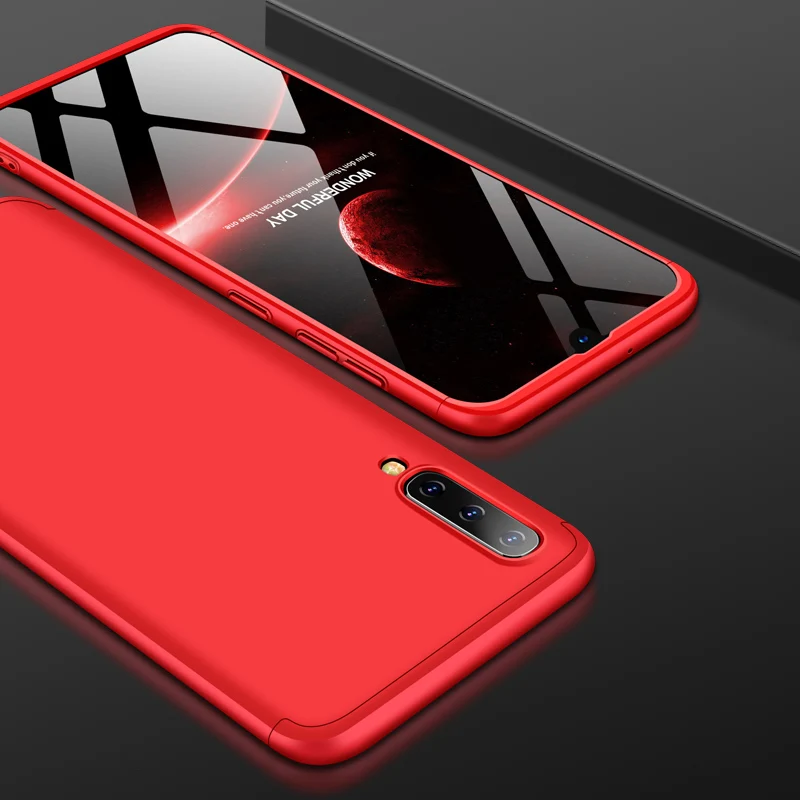 Red 009 Для samsung Galaxy A50 чехол 360 градусов полный корпус чехол для samsung A50 A30 A20 M20 M10 S10 плюс s10e Гибридный чехол для iPhone X Стекло пленка - Цвет: Red 009
