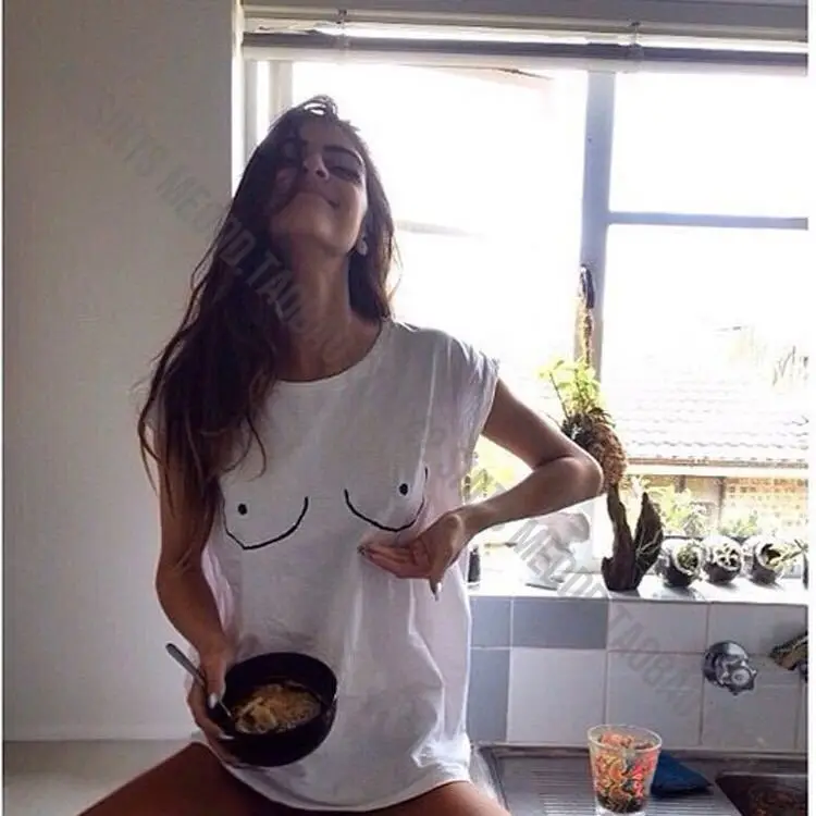 Женская футболка с принтом в виде груди Повседневная коротким рукавом 2018 | одежда