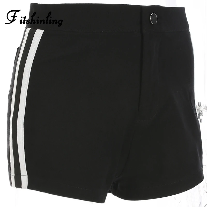Fitshinling сбоку в полоску летние короткие feminino черный тонкий сексуальный пуш ап