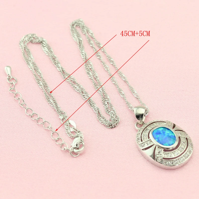 Женский ювелирный комплект из колье и серёг с голубым опалом | Украшения