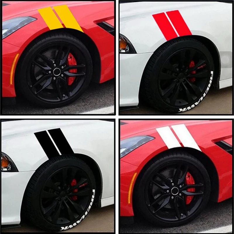 4Pcs Racing Fender Reflective Sticker Waterproof Car Stripe Decal Sticker Auto Body Decoration Stickers