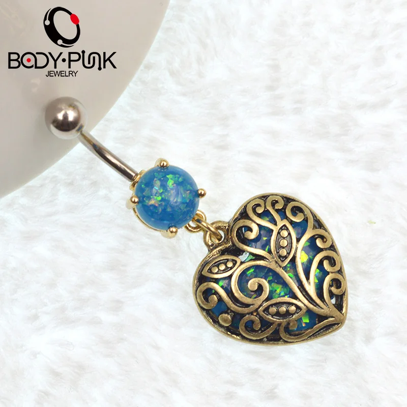 Кольцо для пирсинга тела из нержавеющей стали с голубым опалом|body piercing jewelry|piercing