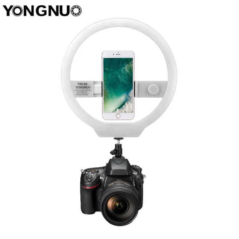 YONGNUO YN128 CRI 95+ светодио дный фотографии кольцо света для Красота блогер Canon цифровых зеркальных фотокамер Nikon Камера видео селфи смартфон iPhone 8 7 6