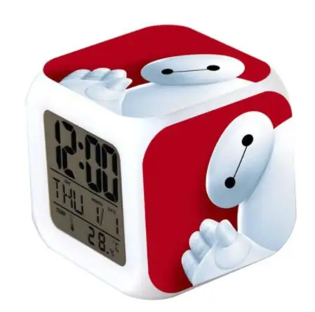 Большой Герой 6 фильм светодиодный Будильник часы Baymax horloge digitale дети игрушка Fred васаби