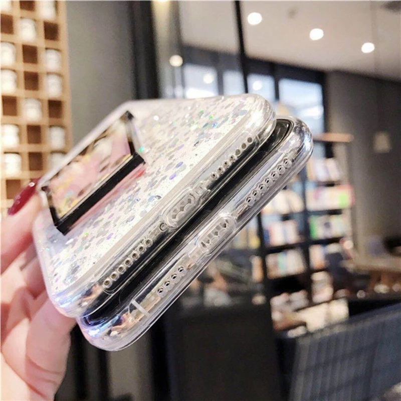 Модный прозрачный цветной блестящий чехол для телефона iPhone X XR XS Max 3D молочный чай