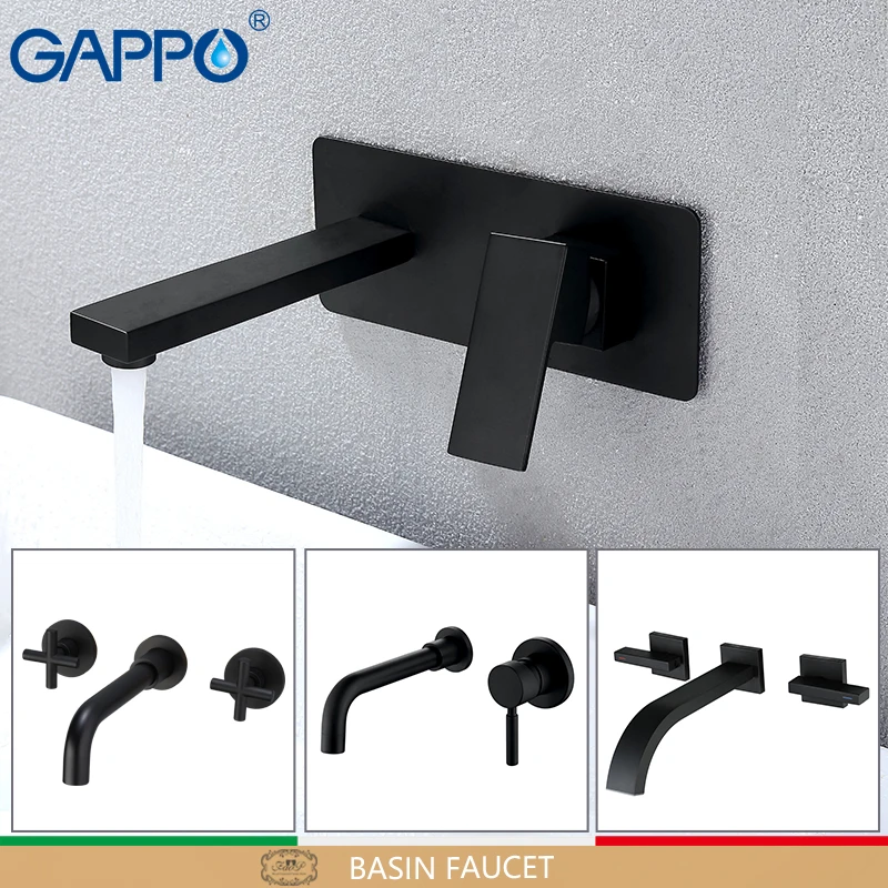 Смесители для раковины GAPPO настенный черный кран ванной комнаты крепление на