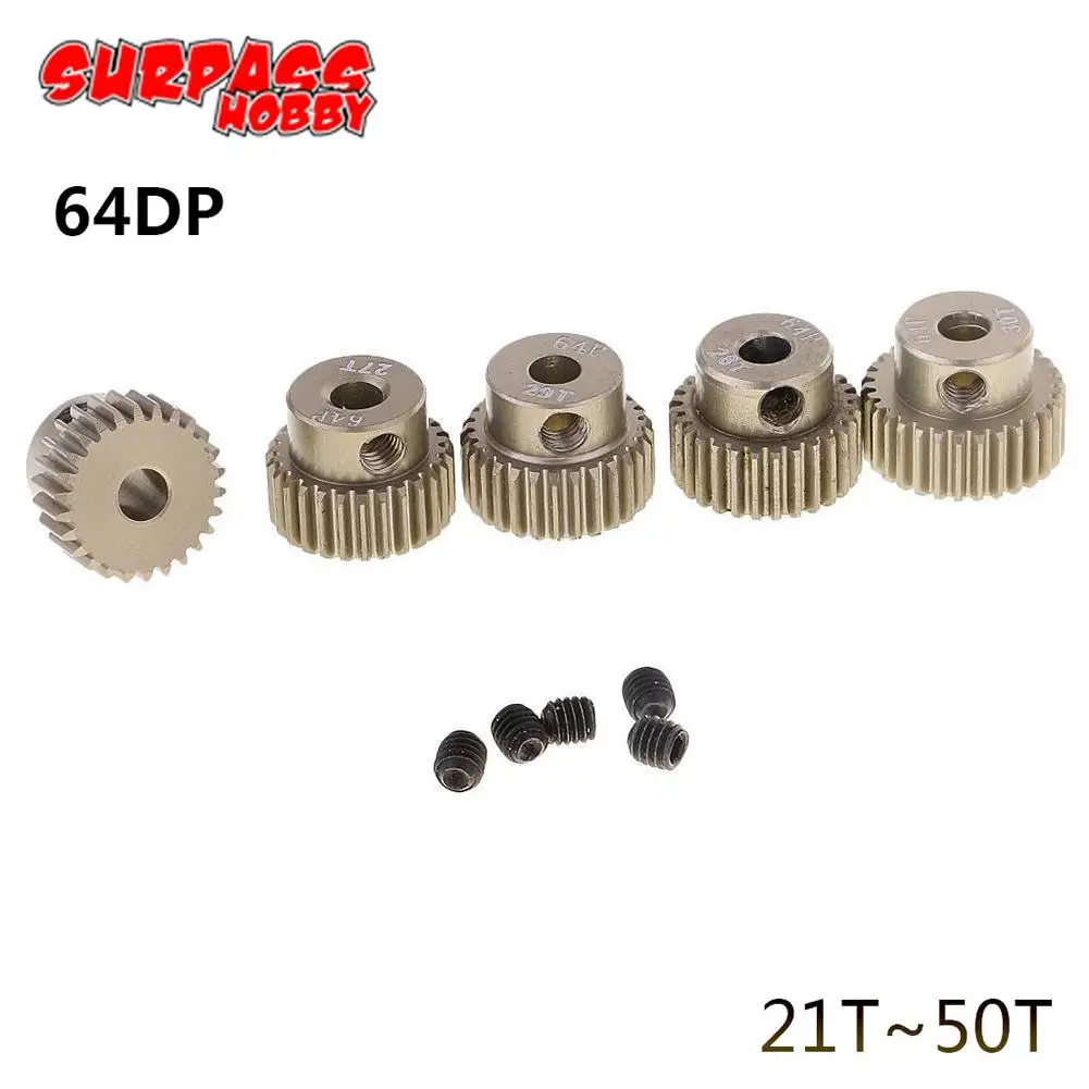 64DP 3.175mm 21T~50T Pinion Motor Gear for 1/10 RC Car Brushless Off -Road Vehicle Buggy Spare Parts | Игрушки и хобби