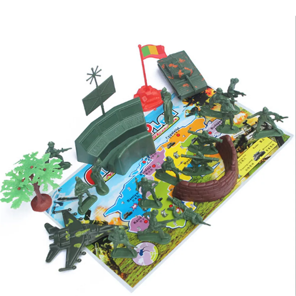 

21Pcs Plastic Model Playset Toy Army Sand Scene Model Sand Table Accs Soldiers 5cm Action Figures Soldiers Army Men Accessories
