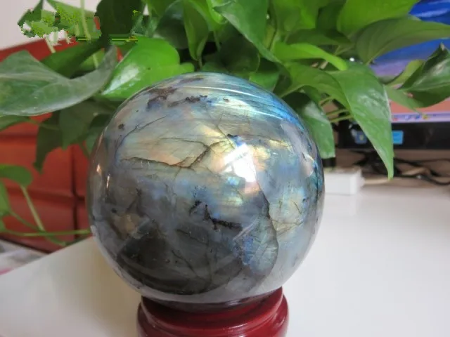 

385g NATURAL Labradorite quartz crystal sphere ball healing