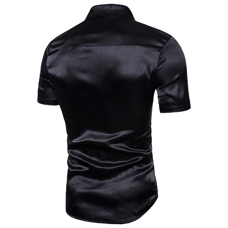 Модная атласная ткань мужские рубашки сплошной цвет camisa social masculina хип-хоп