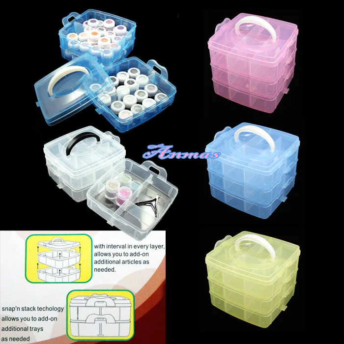

MULTI PLASTIC Storage Empty 3 layer BOX CASE NAIL ART CRAFT MAKEUP Box