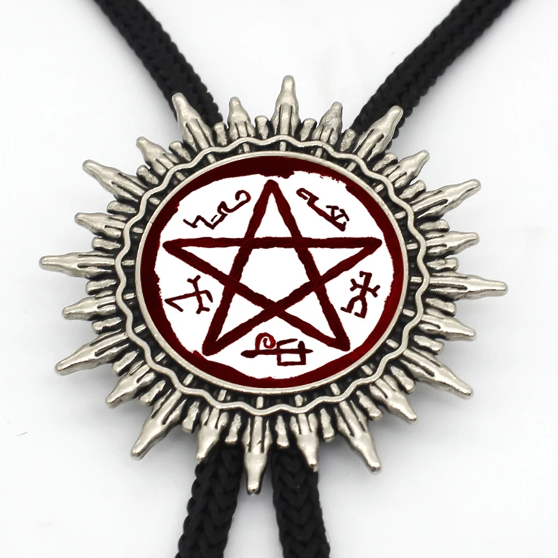 BOLO-008 Новое поступление Сверхъестественное Devils Trap Western Bolo Tie стимпанк стеклянный купол Devil's Trap шейный галстук ювелирные изделия для женщин и мужчин - Окраска металла: 2