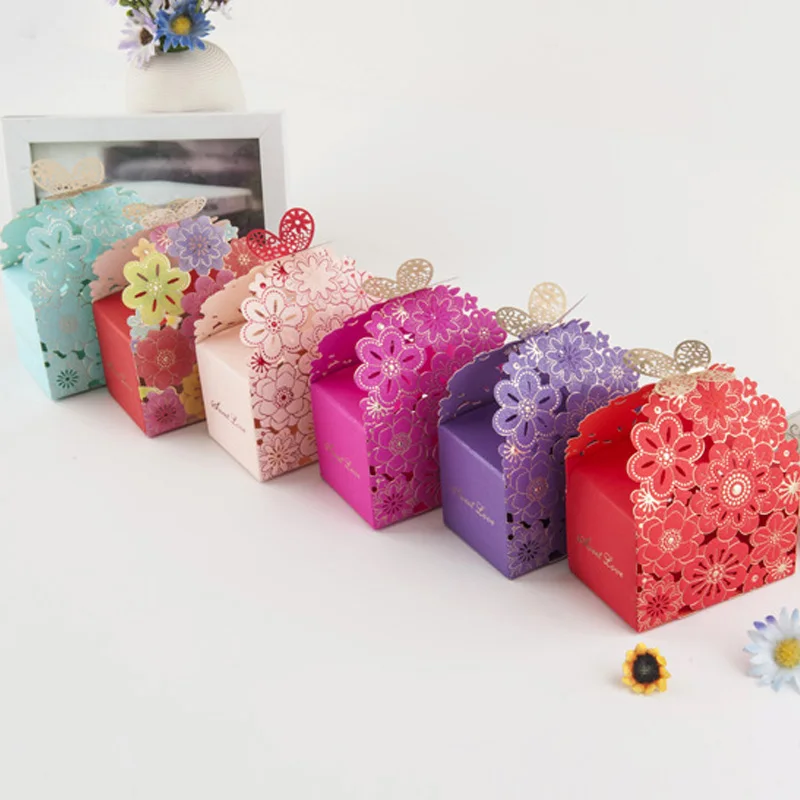 Подарочные коробки 10 штук свадебные сувениры ажурная бабочка дизайн в