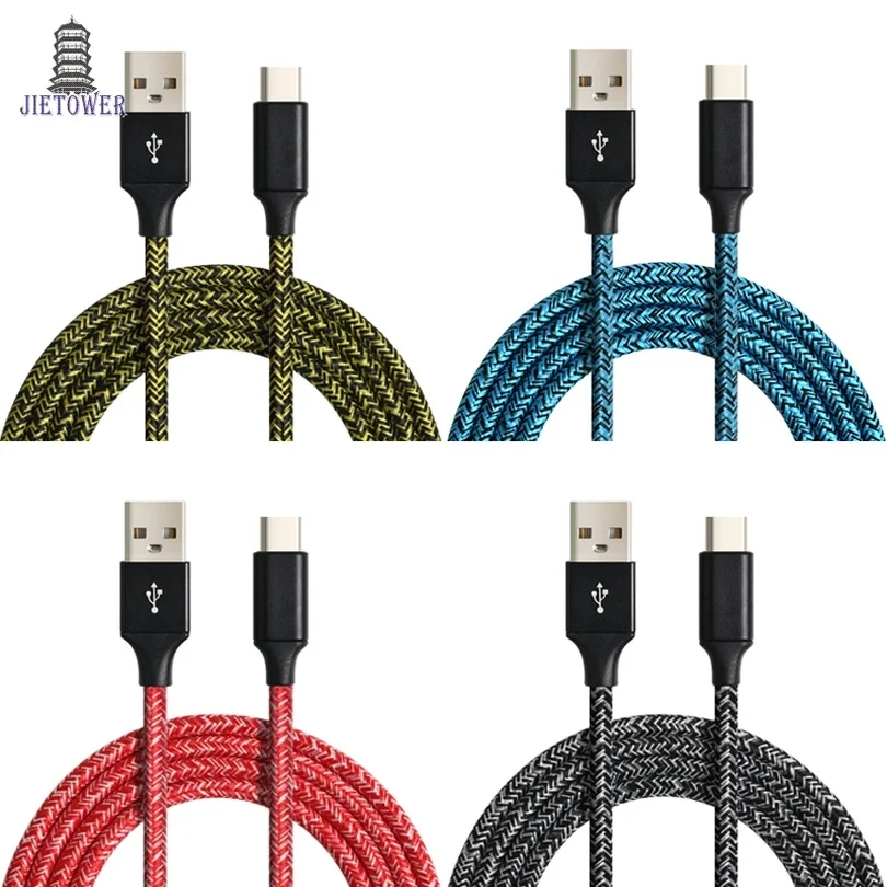 100 шт./лот тканевый нейлоновый Плетеный Micro USB кабель v8 для Samsung 8pin iphone typeC usb c