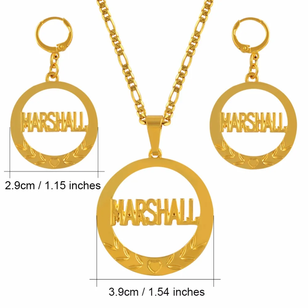 Набор украшений Marshall с большим кулоном ожерелье серьги для женщин золотой цвет