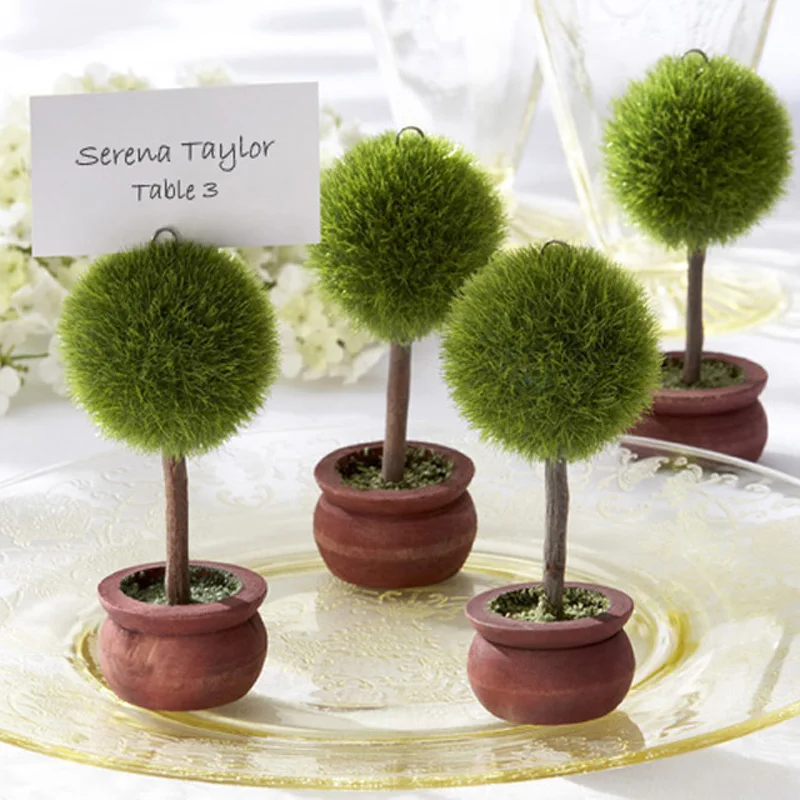 

30PCS Factory Directly Sale Wedding favor Green Puffer Ball Topiary Photo Holder Place Card Holder Wholesale Free shipping