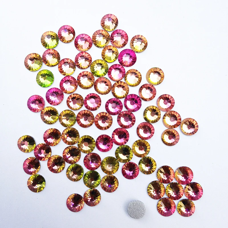Высококачественные хрустальные стразы 3SS до 30SS Радужный клей с плоской задней
