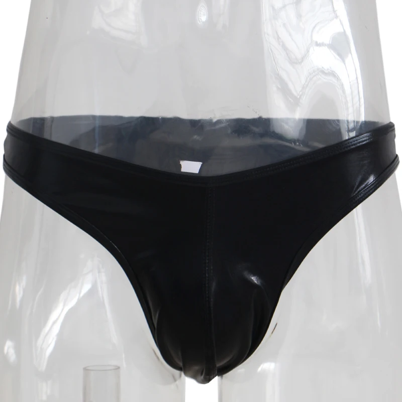 New Sexy Latex Male Underwear Lingerie Tank Top And G String Plus Size 2XL High Quality Gay Men Thong Vinyl Panties |