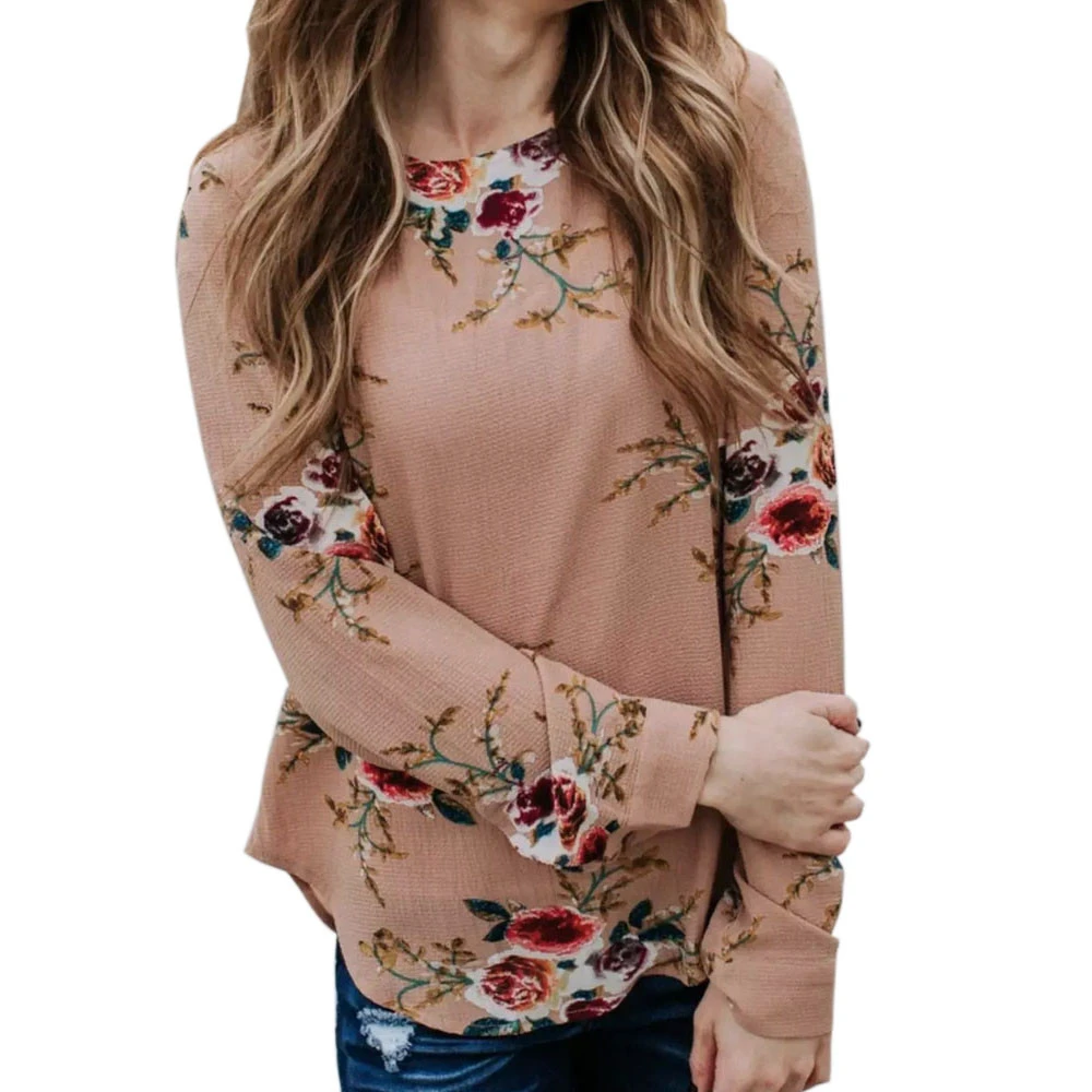 Женские топы на осень и зиму 2018 Повседневная футболка с круглым вырезом длинным