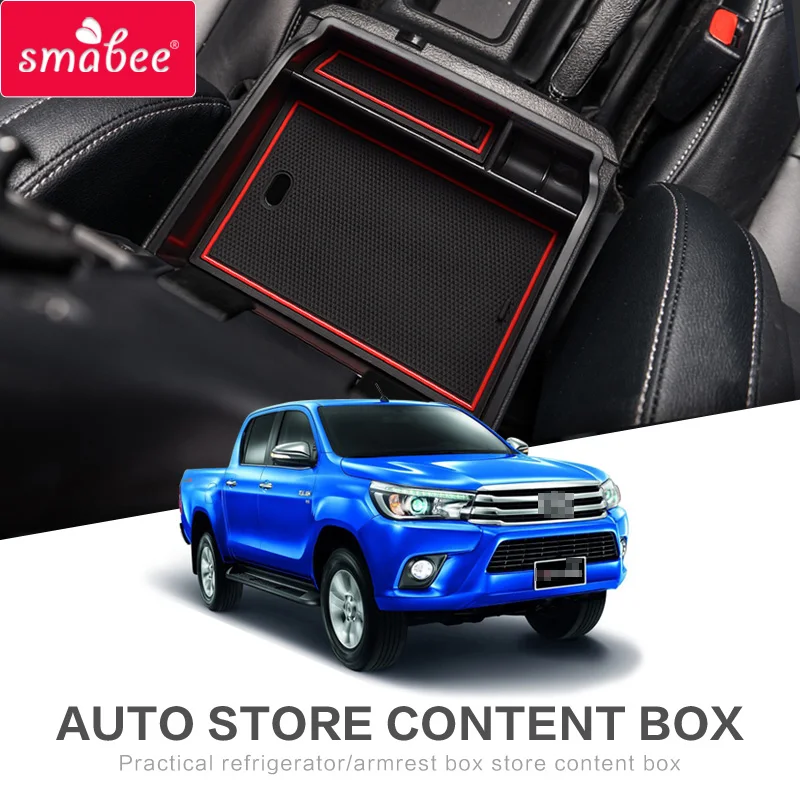 Smabee Armrest Box Storage Car Organizer Accessories for Toyota Hilux SR5 REVO AN120 AN130 120 130 2015 2016 2017 2018 2019 2020