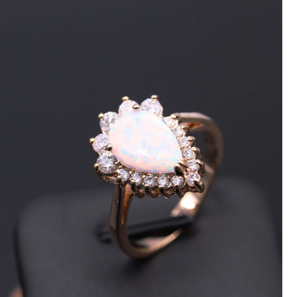 Elegance White Opal With Zircon Set Gold Jewelry Ladies Anniversary Gift Ring Earrings Necklace | Украшения и аксессуары
