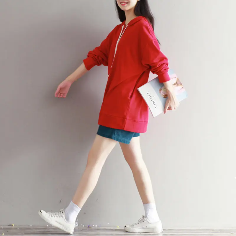 Twojstyle 2018 осенью новый Для женщин хлопковый свитшот Мода Большой Размеры шапки