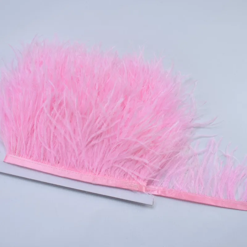 22 pink 1 метр натуральный страуса лента перья 8-10 см ширина перья микс декоративные перья белые перья для декора рукоделия - Цвет: 22 pink
