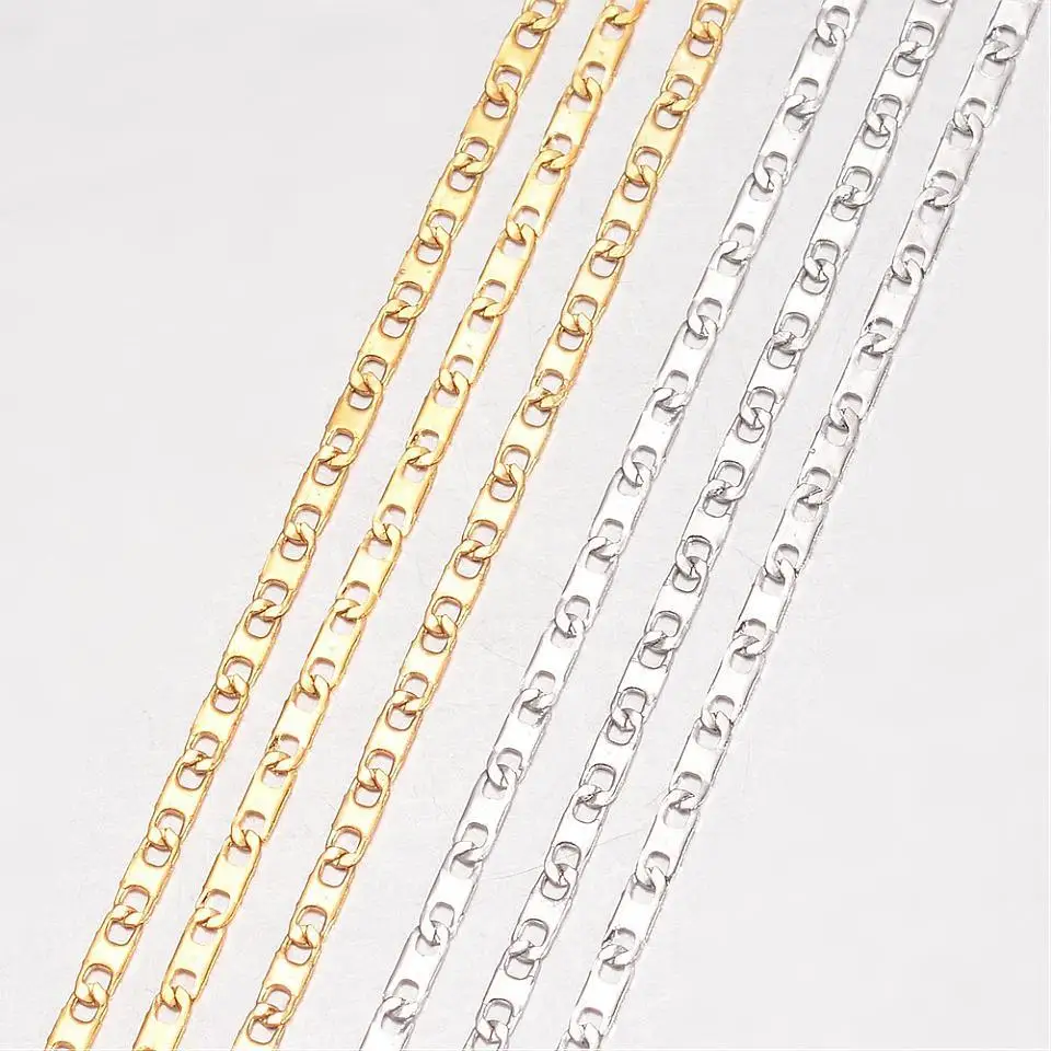 

304 Stainless Steel Necklace Makings, Mariner Link Chain, with Lobster Claw Clasps, Mixed Color, 19.69"; 1.7mm