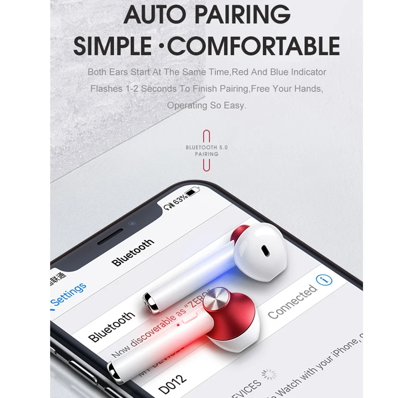 Красные TWS стерео Бас Наушники 5,0 Bluetooth наушники беспроводные наушники для женщин и мужчин спортивные наушники Handsfree для телефона гарнитуры