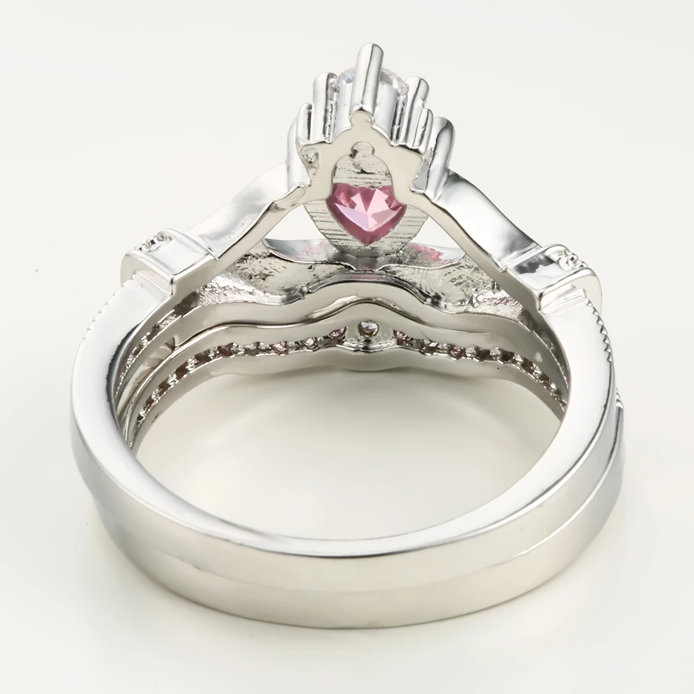 Женские кольца с сердечками claddagh белые и красные Колечки бантиком из кристаллов