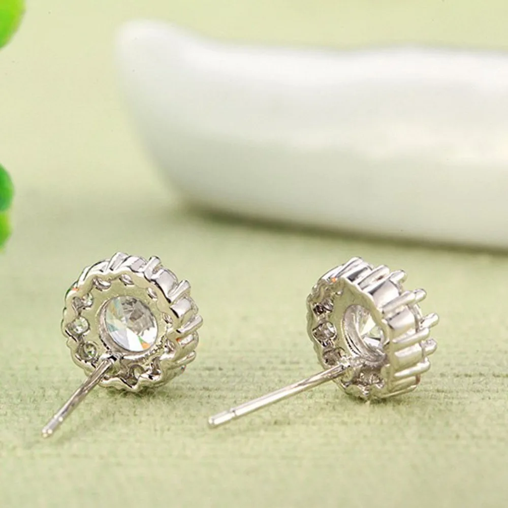 LUOTEEMI реальные Главный камень круглой огранки 6 мм 0.75ct CZ серьги гвоздики с