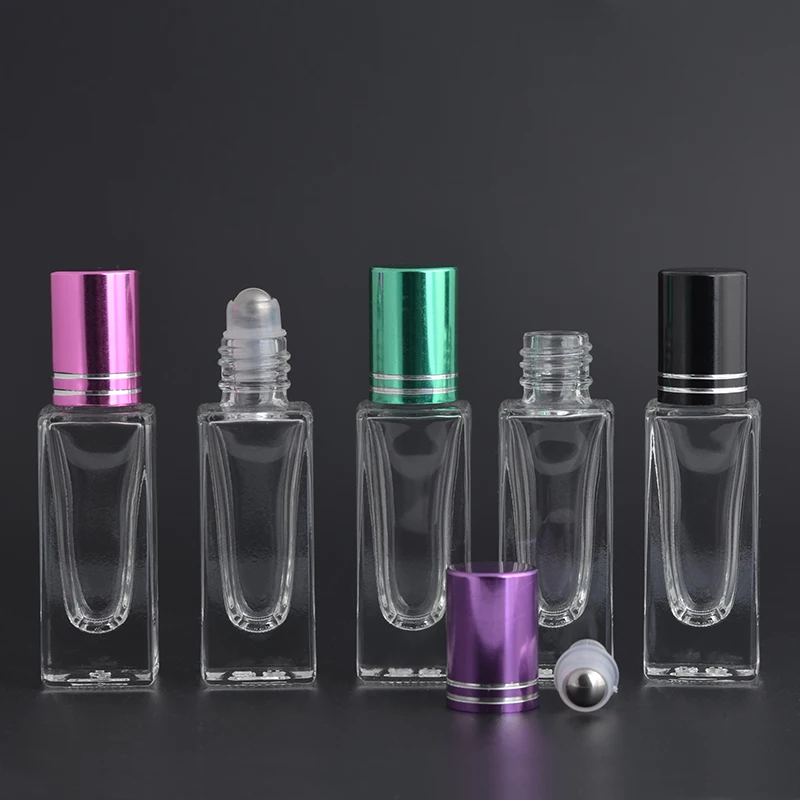 

MUB - 7ml Mini Steel Ball Bottle Empty Refillable Roll On Bottle For Essential Oil Travel Transparent Glass Perfume Bottle