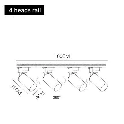 4 heads rail Modern Golden Ceiling Lights Wrought Aluminium LED Ceiling Lamps Rail Track Lamps For Living Room Kitchen Home Lighting Fixtures - Цвет корпуса: 4 heads rail