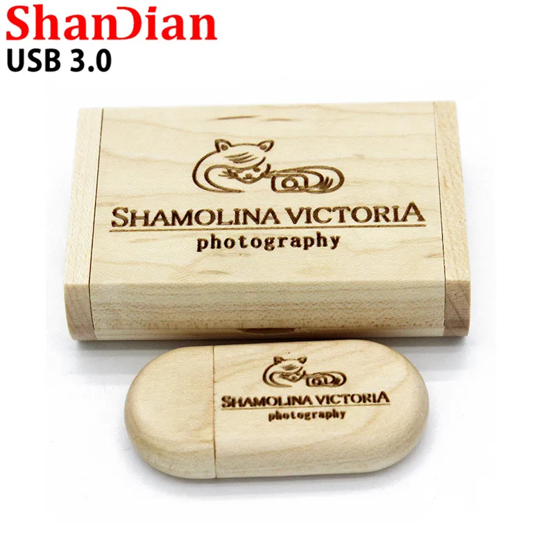 SHANDIAN USB 3 0 логотип на заказ Деревянный usb + коробка персональный ручка накопитель 8