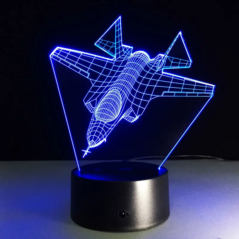 

3D Aircraft Modeling LED Night Light with 7 color Changing USB Table Desk Lamp for Kids Boys Birthday Xmas Gift Home Room Decor