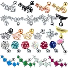 Серьга-гвоздик из стали с кристаллами для пирсинга ушной раковины, серьги козелок для мочки ушной раковины, серьга-штанга, ювелирное изделие, 1 шт.