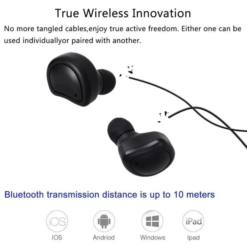 True Wireless Twins Headsets TWS Bluetooth Stereo Earphones Cordless In Ear Earbuds Sport Gaming with Charger Box | Электроника