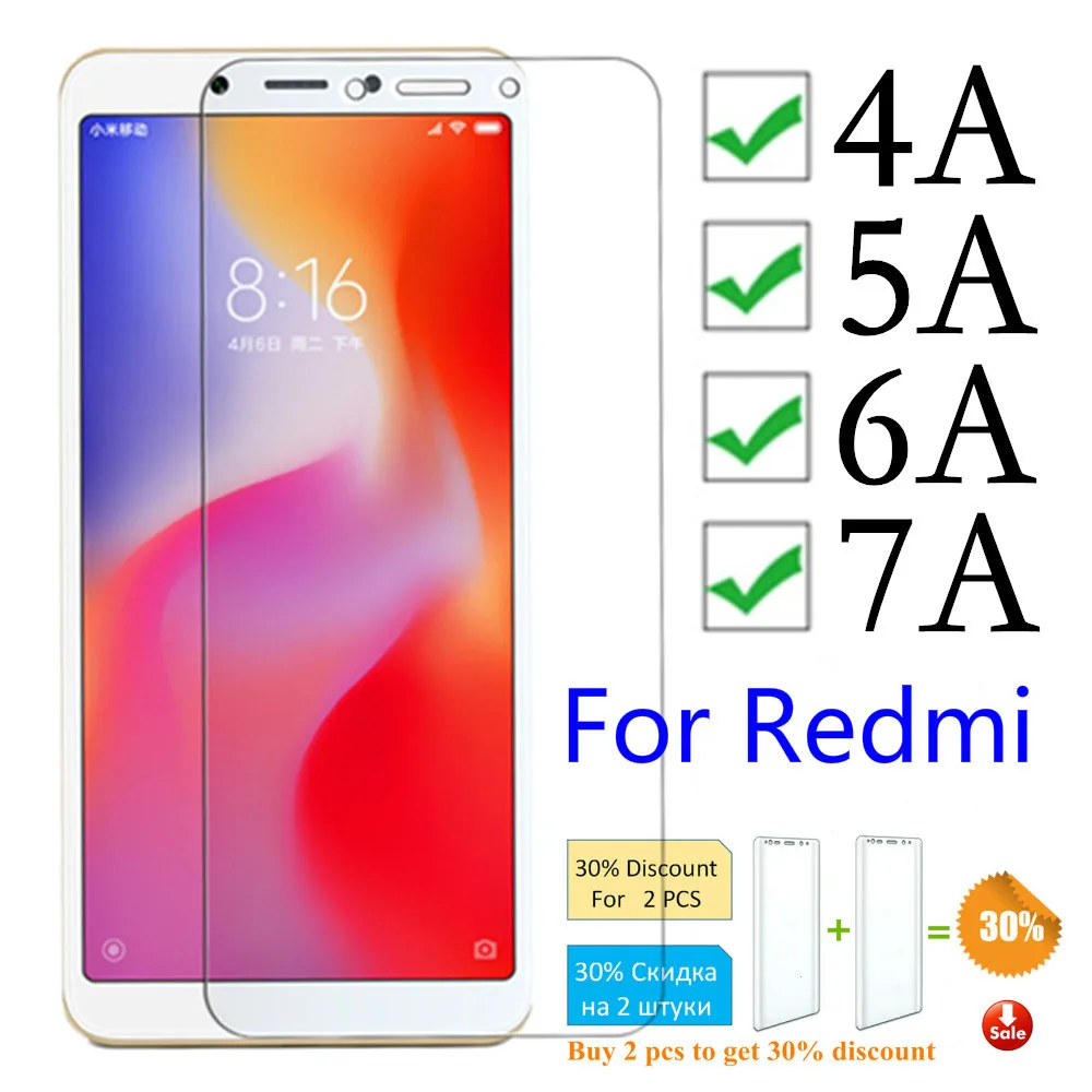 Защитное стекло 9H для Xiaomi Redmi 7a Защита экрана redmi 5a закаленное 4a A7 A6 A5 A4 защитная