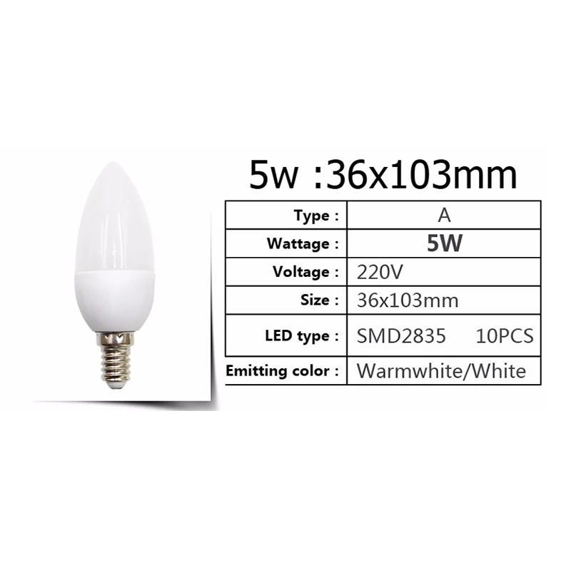 Горячая Распродажа светодиодный светильник-Свеча лампа 5 Вт наконечник пузырьковый хвост хрустальная люстра специальный E14
