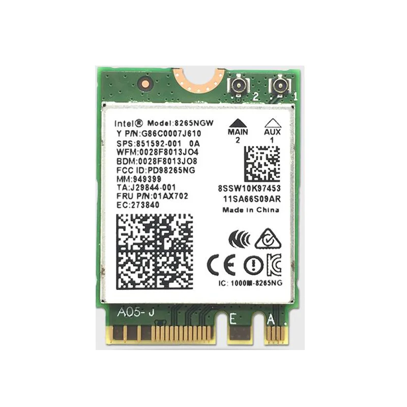 802.11ac для Intel 8265NGW 8265AC 7265NGW 867 Мбит/с M2 NGFF беспроводной адаптер wifi+ Bluetooth 4,2 сетевая карта MU-MIMO/Intel vPro