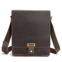genuine leather mens messenger bag shoulder crossbody bag for men cow leather briefcase vintage flap pocket handbag casual tote