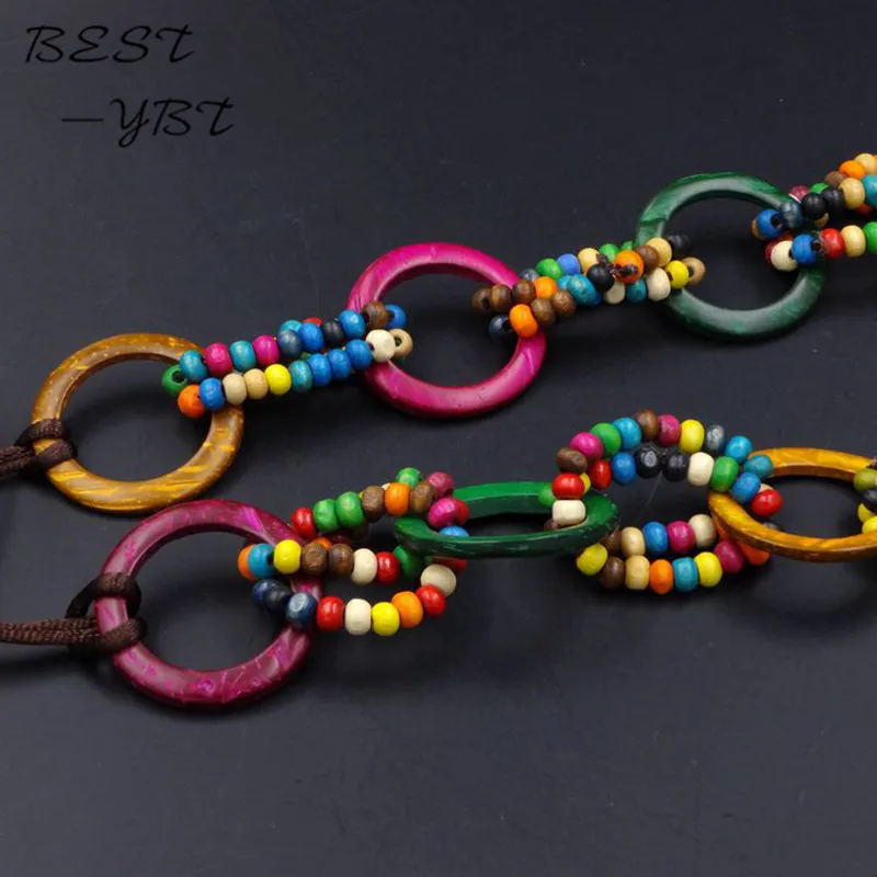 Модные аксессуары для девушек деревянные бусины в богемном стиле ручной работы