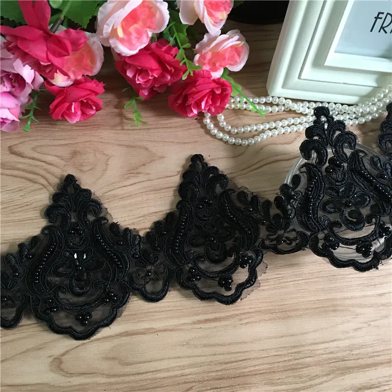 3Yds белое цвета слоновой кости черное украшение из бисера свадебные шнурки/бусины