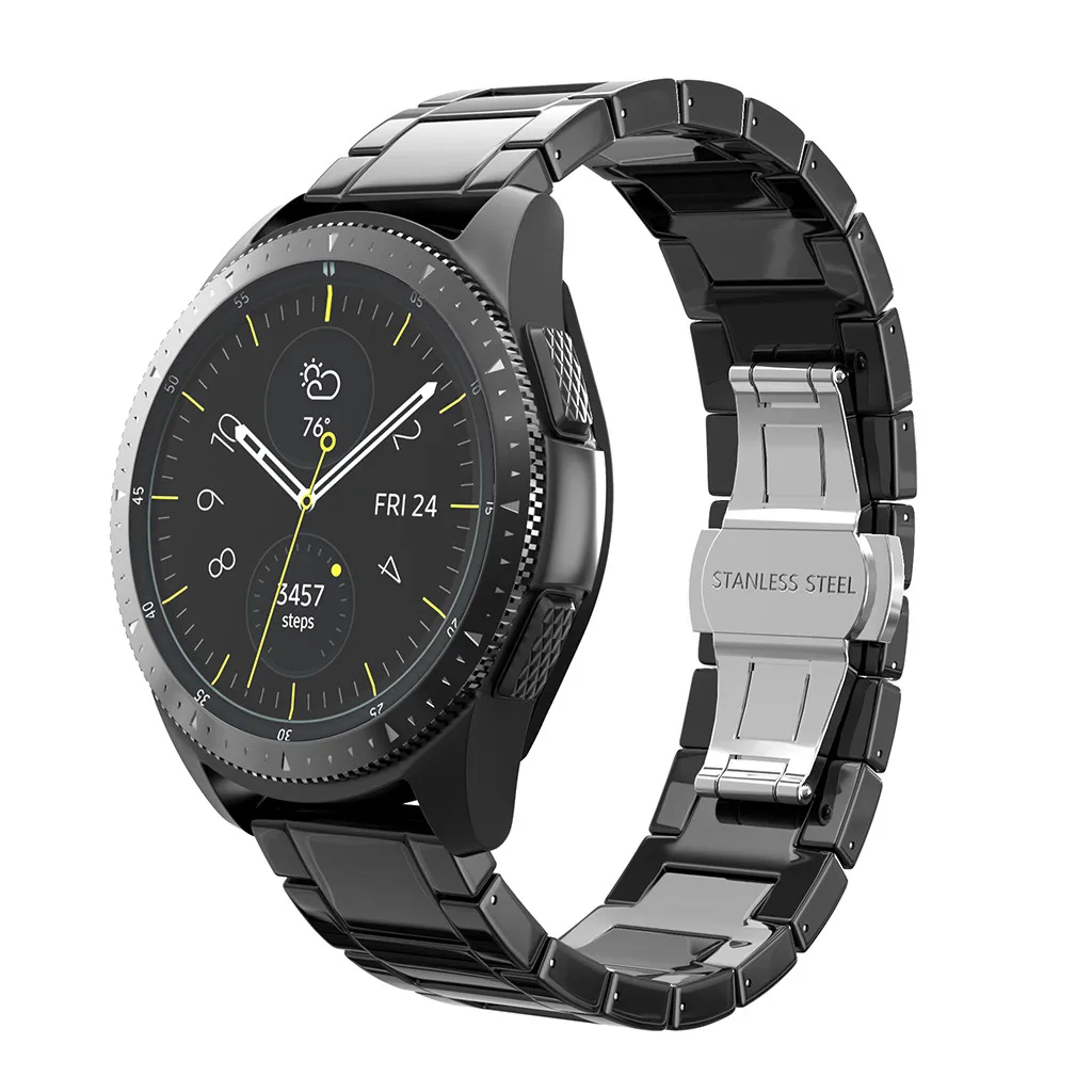 Роскошный керамический ремешок из нержавеющей стали для часов samsung Galaxy Watch 42 мм/Active 40 мм/gear S2 Classic/gear Sport Band