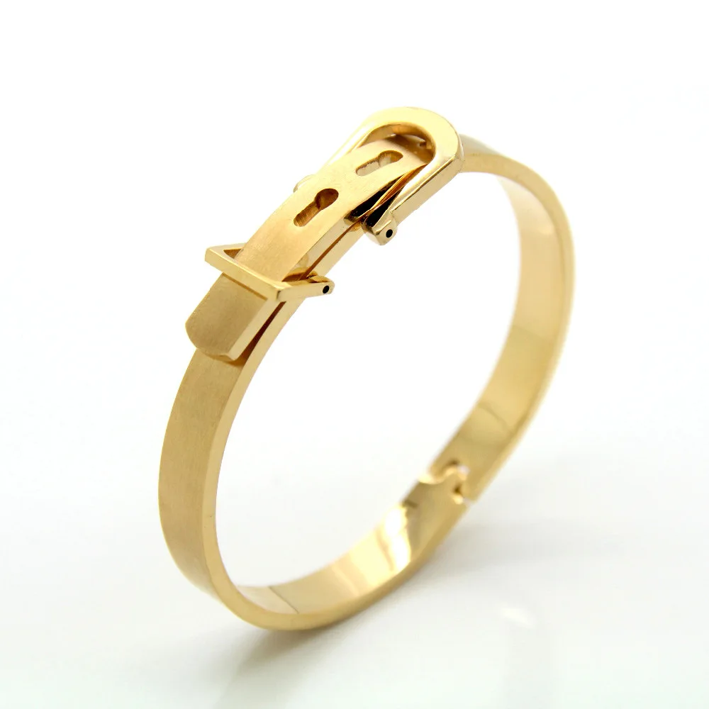 Martick 316L Stainless Steel Fashion Adjustable Size Belt Buckle Bracelet Bangle For Couple Rose Gold Jewelry Never Fade B243 | Украшения и