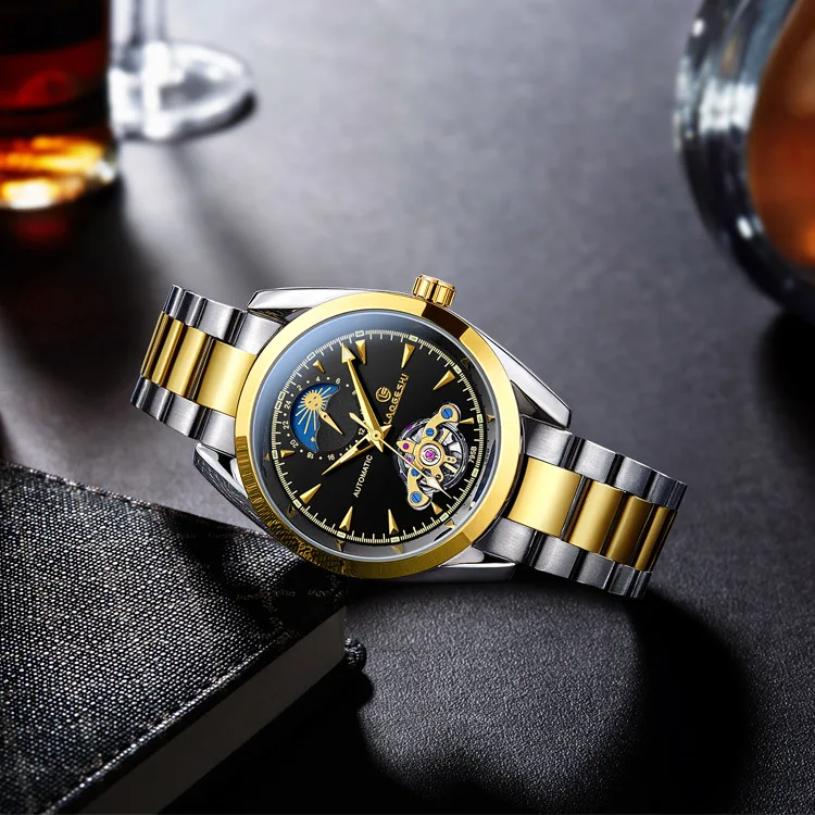 Laogeshi Элитный бренд Tourbillon водонепроницаемые часы Мужские автоматические