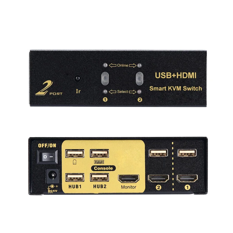 2 порта KVM переключатель HDMI совместимый сплиттер в 1 дистанционного управления USB