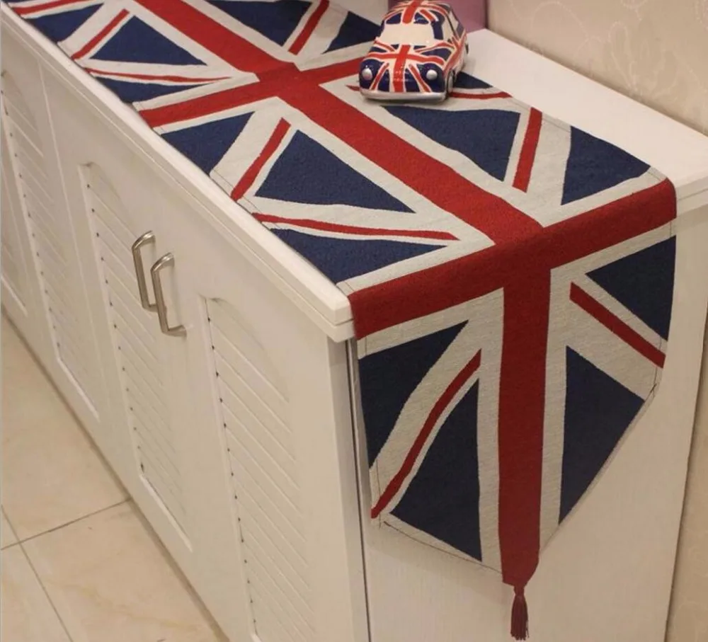 

33*180cm Minimalist British Union Jack Flag Placemat Insulation Mat Table Runner cloth Home Wedding Party Hotel Decoration